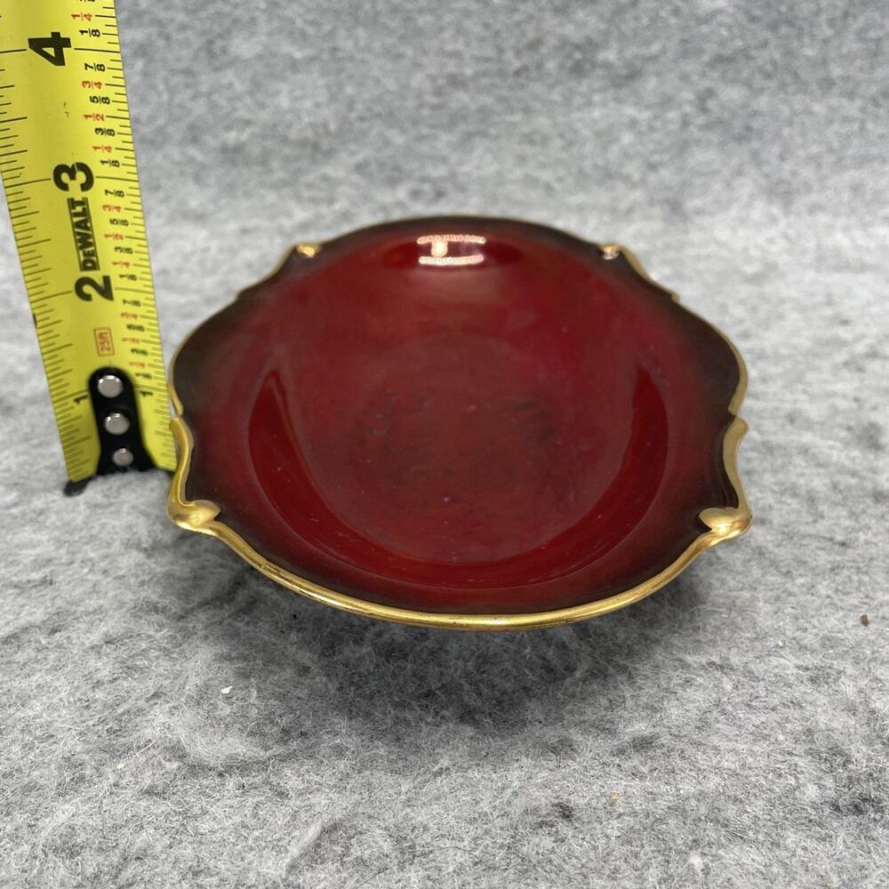 Carlton Ware Handpainted Rouge Royale Gold Gilded Plate Leaf Shaped Trinket Dish - Picture 5 of 9